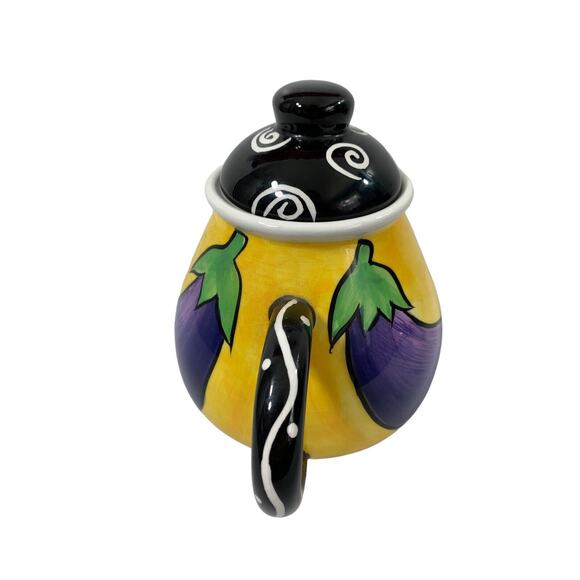 Milson & Louis Eggplant Teapot Hand Painted‎ Whimsical Home Decor Artsy - Picture 3 of 9